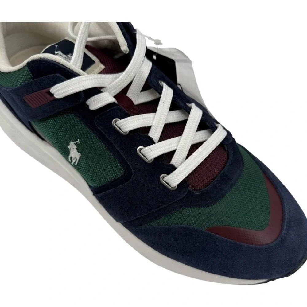 POLO RALPH LAUREN NEW 10.5 Train‎ 89 Sneakers Navy Green Suede Mesh Colorblock